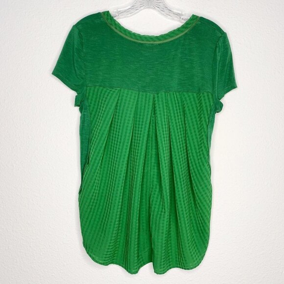 Anthropologie Deletta Green High Low Short Sleeve Blouse - Picture 2 of 7